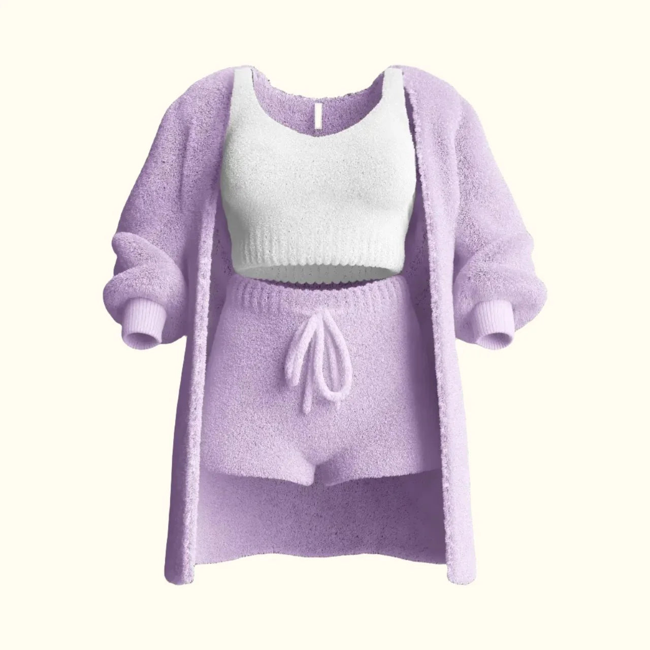 Cozy Knit 3-Piece Women's Fuzzy Fleece Pajama Set