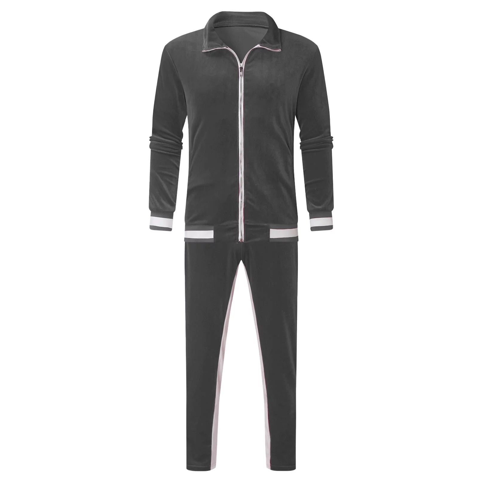 Velour Tracksuit Mens,2023 Men'S Velour Tracksuit 2 Pieces Winter Warm Full Zip up Jacket Sweatpants Fitness Sportswear Sweatsuit Jogger Sets