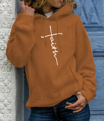 Sudadera con capucha estampada con la fe